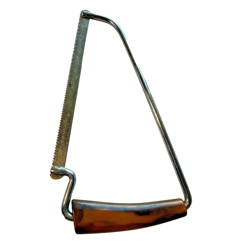 Mid Century Kitchen Saw as 7.5in Blade Marbled Bakelite Handle